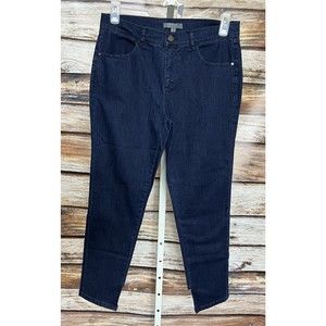 Lisa Rinna Collection Indigo Skinny Slit Back Hem Ankle Jean Dark Wash 12